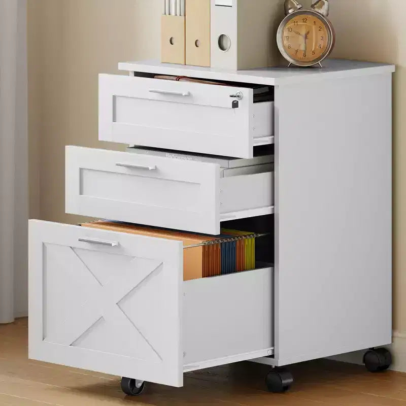 Caisson de classement mobile à 3 tiroirs avec serrure et roulettes, rangement de bureau sous le bureau pour documents de format Lettre, A4, Légal