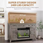 Meuble de support pour aquarium de 200-280 litres avec prise de courant, 3 tiroirs et placards, 635 kg, style ferme