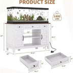 Meuble de support pour aquarium de 200-280 litres avec prise de courant, 3 tiroirs et placards, 635 kg, style ferme