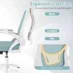 Fauteuil de bureau ergonomique en maille avec support lombaire, accoudoirs relevables et roulettes, 150 kg