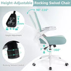 Fauteuil de bureau ergonomique en maille avec support lombaire, accoudoirs relevables et roulettes, 150 kg