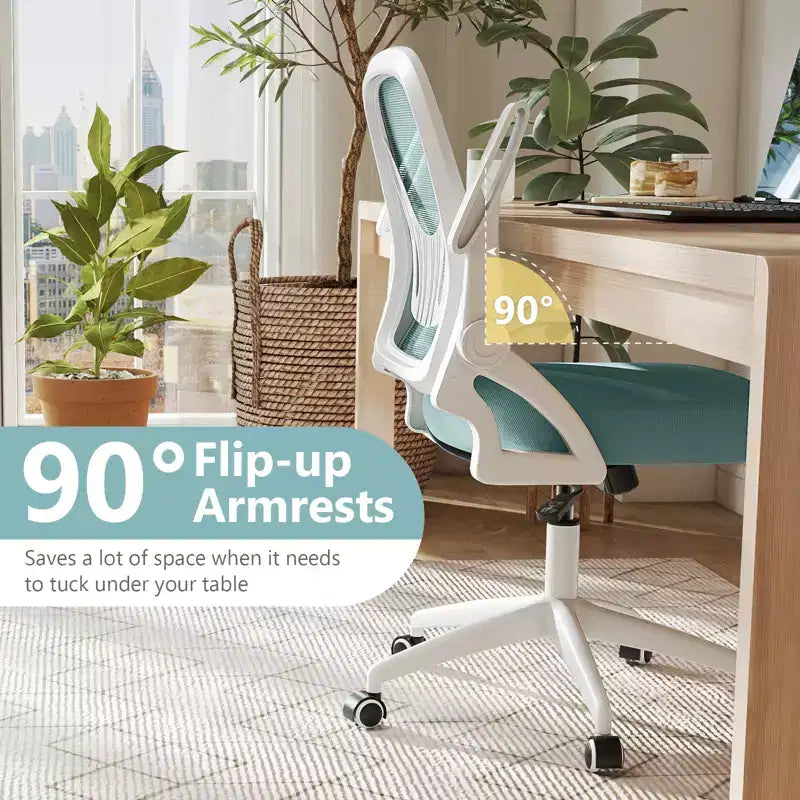 Fauteuil de bureau ergonomique en maille avec support lombaire, accoudoirs relevables et roulettes, 150 kg