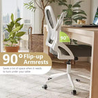 Fauteuil de bureau ergonomique en maille avec support lombaire, accoudoirs relevables et roulettes, 150 kg
