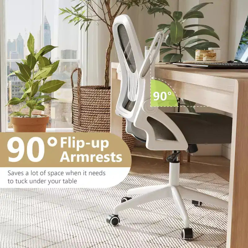 Fauteuil de bureau ergonomique en maille avec support lombaire, accoudoirs relevables et roulettes, 150 kg
