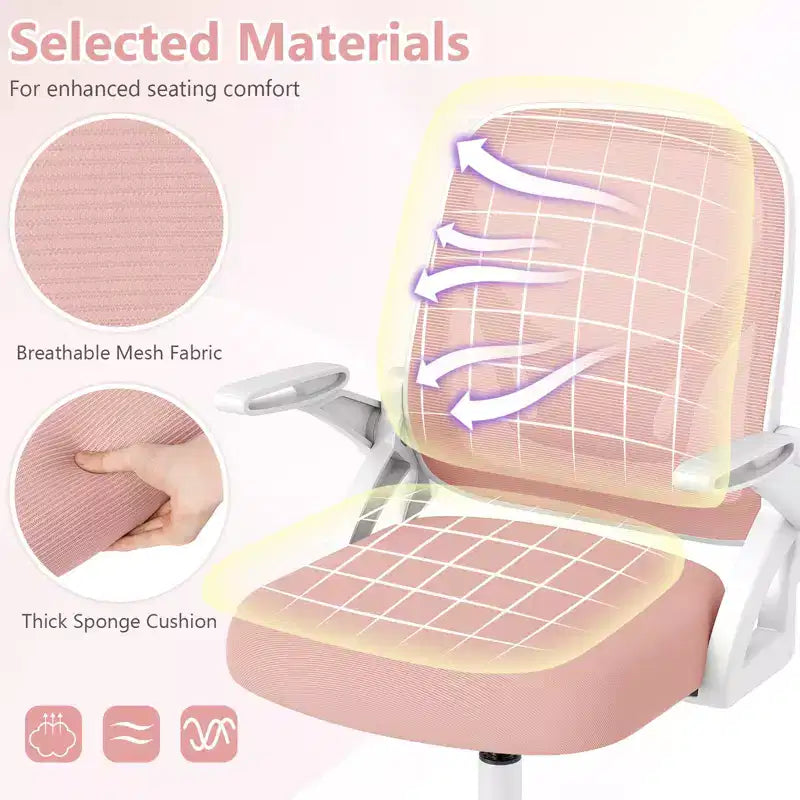 Fauteuil de bureau ergonomique en maille avec support lombaire, accoudoirs relevables et roulettes, 150 kg