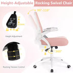 Fauteuil de bureau ergonomique en maille avec support lombaire, accoudoirs relevables et roulettes, 150 kg