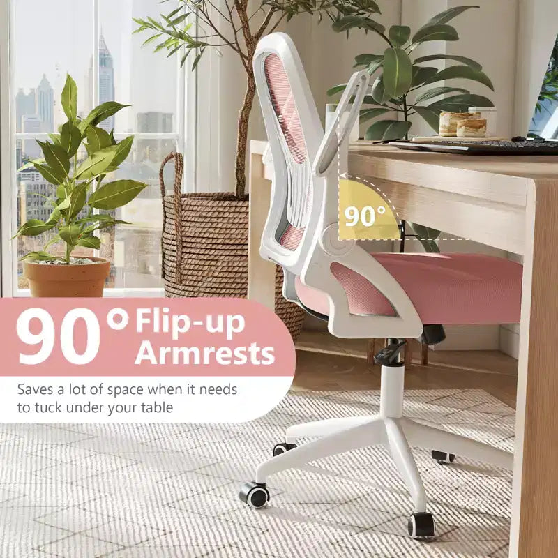 Fauteuil de bureau ergonomique en maille avec support lombaire, accoudoirs relevables et roulettes, 150 kg