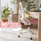 Fauteuil de bureau ergonomique en maille avec support lombaire, accoudoirs relevables et roulettes, 150 kg