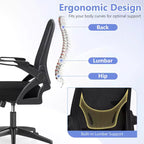 Fauteuil de bureau ergonomique en maille avec support lombaire, accoudoirs relevables et roulettes, 150 kg