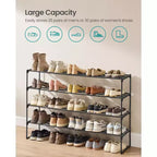 Meuble à chaussures 4 niveaux en métal pour 25-30 paires, empilable et réversible, organisateur d'entrée noir