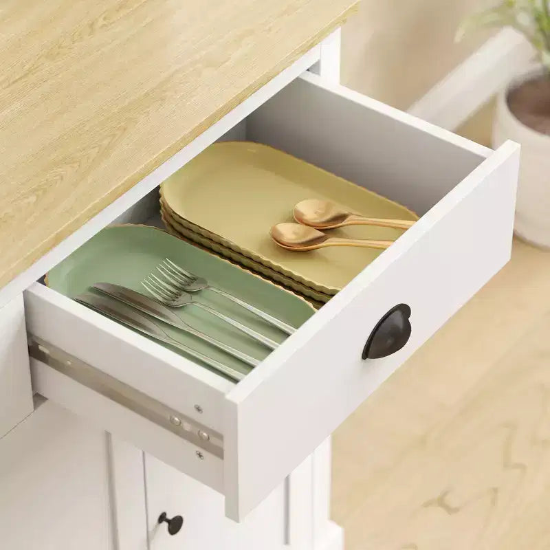 Armoire de cuisine indépendante avec grand plan de travail et étagères réglables, buffet de cuisine moderne