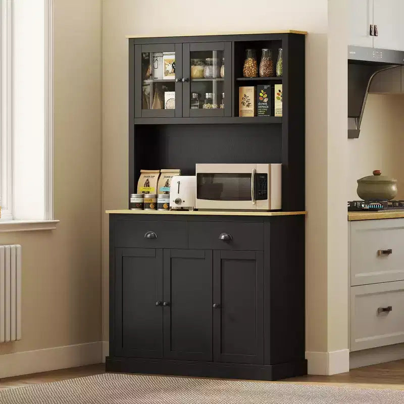 Armoire de cuisine indépendante avec grand plan de travail et étagères réglables, buffet de cuisine moderne