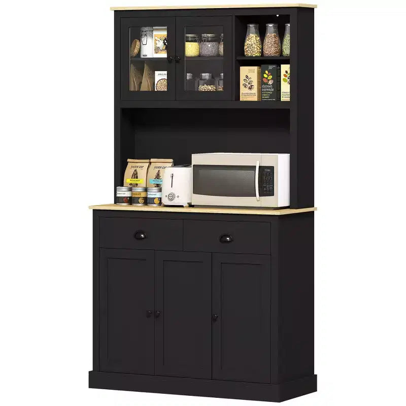 Armoire de cuisine indépendante avec grand plan de travail et étagères réglables, buffet de cuisine moderne