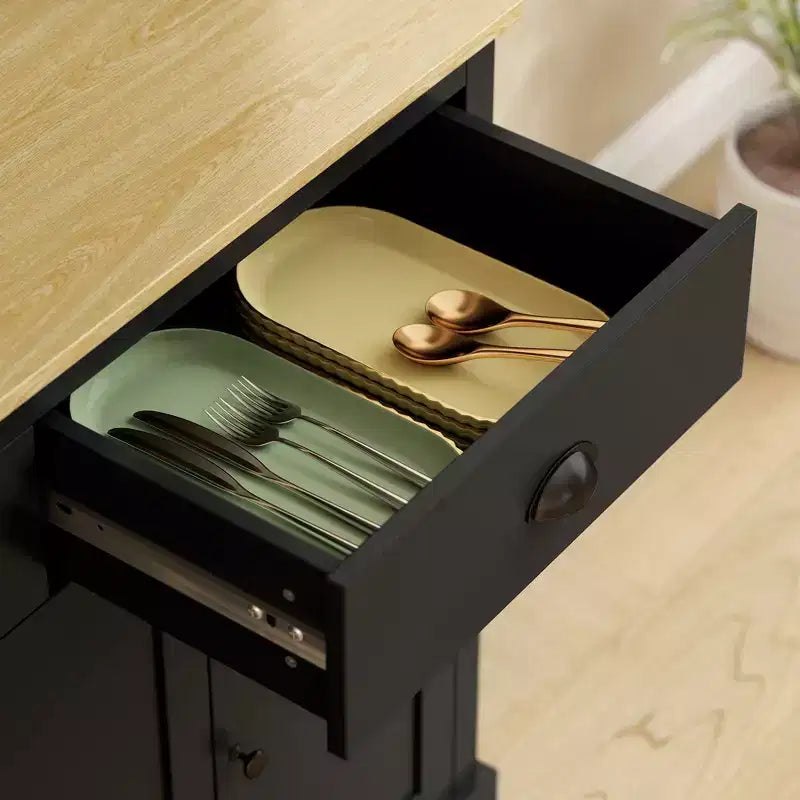 Armoire de cuisine indépendante avec grand plan de travail et étagères réglables, buffet de cuisine moderne