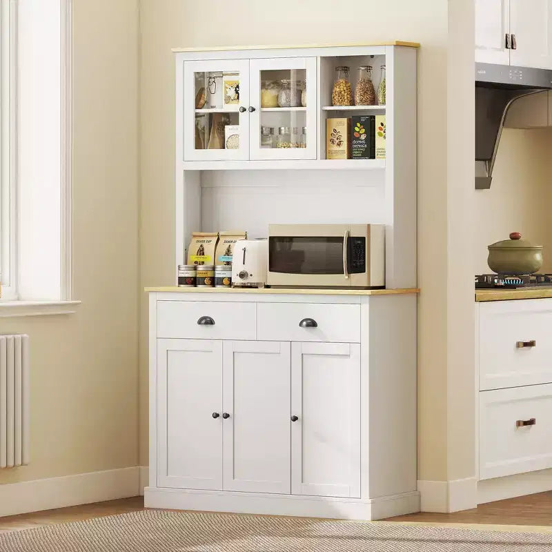 Armoire de cuisine indépendante avec grand plan de travail et étagères réglables, buffet de cuisine moderne