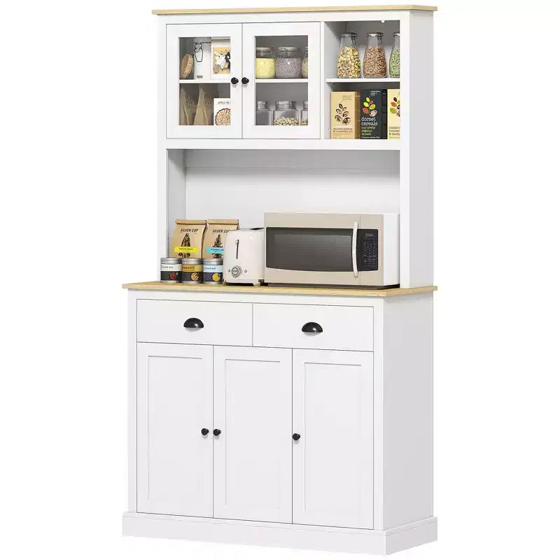 Armoire de cuisine indépendante avec grand plan de travail et étagères réglables, buffet de cuisine moderne