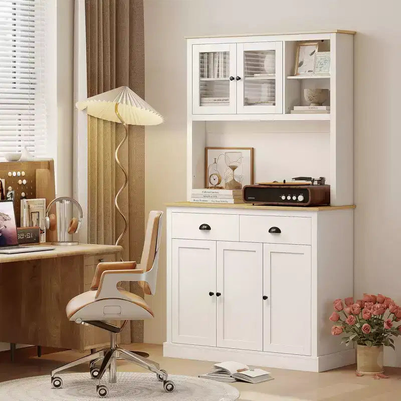Armoire de cuisine indépendante avec grand plan de travail et étagères réglables, buffet de cuisine moderne