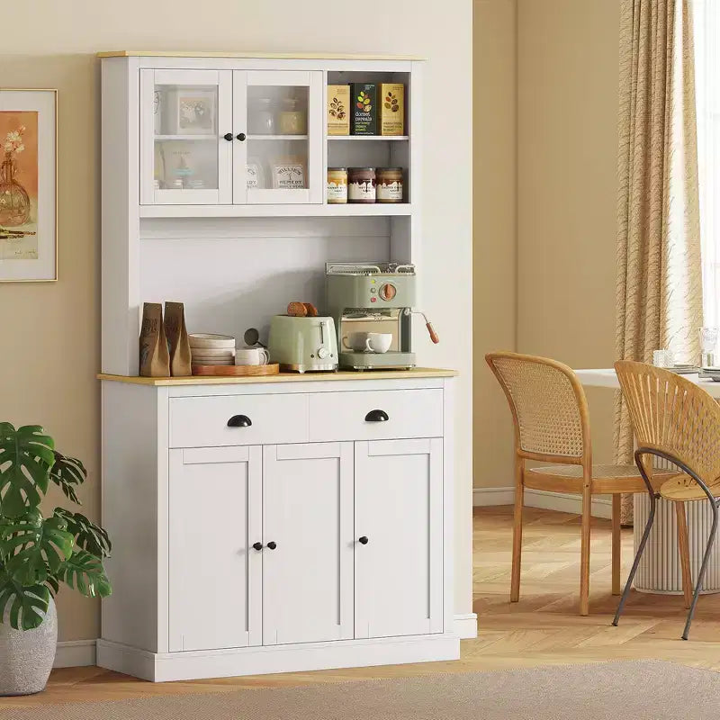 Armoire de cuisine indépendante avec grand plan de travail et étagères réglables, buffet de cuisine moderne