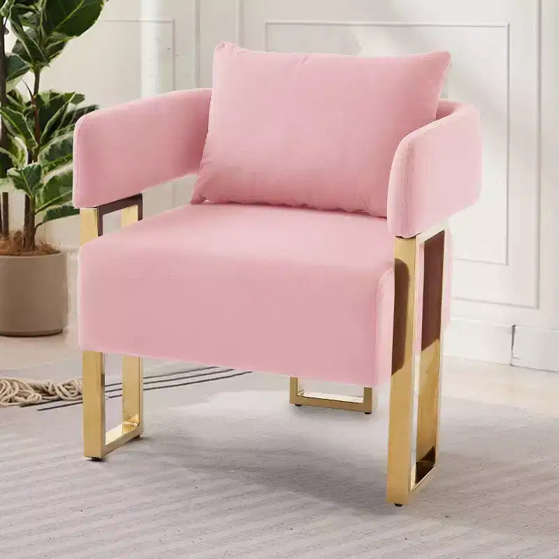 Lot de 2 fauteuils d'appoint modernes rembourrés avec pieds carrés en métal doré et coussin en mousse, 66 cm (largeur)