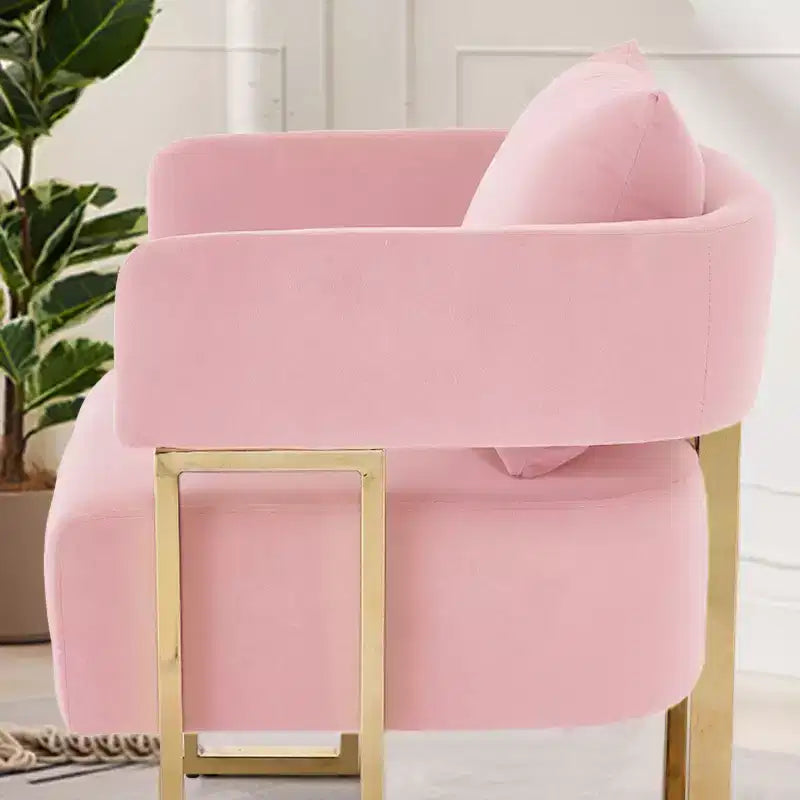 Lot de 2 fauteuils d'appoint modernes rembourrés avec pieds carrés en métal doré et coussin en mousse, 66 cm (largeur)