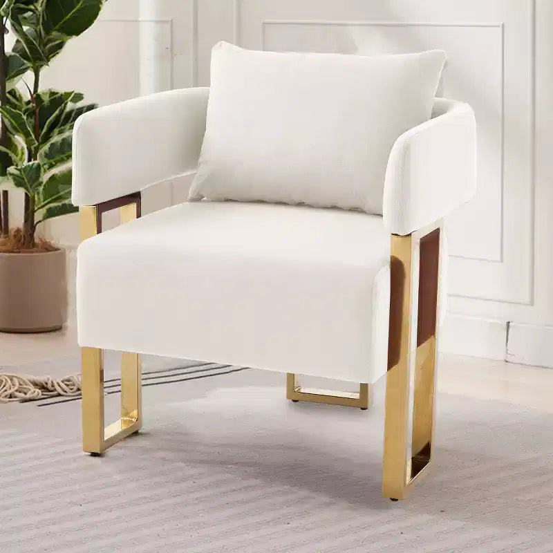 Lot de 2 fauteuils d'appoint modernes rembourrés avec pieds carrés en métal doré et coussin en mousse, 66 cm (largeur)
