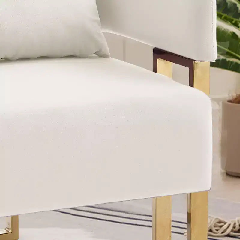 Lot de 2 fauteuils d'appoint modernes rembourrés avec pieds carrés en métal doré et coussin en mousse, 66 cm (largeur)