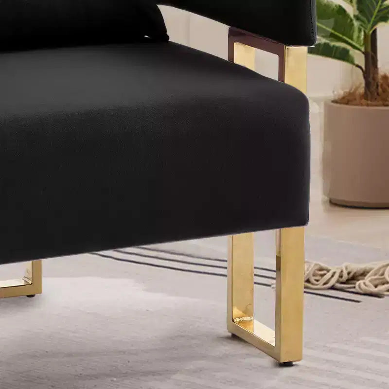 Lot de 2 fauteuils d'appoint modernes rembourrés avec pieds carrés en métal doré et coussin en mousse, 66 cm (largeur)