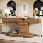 Console moderne de 63 po, table de canapé en bois de noyer pour entrée, couloir et salon