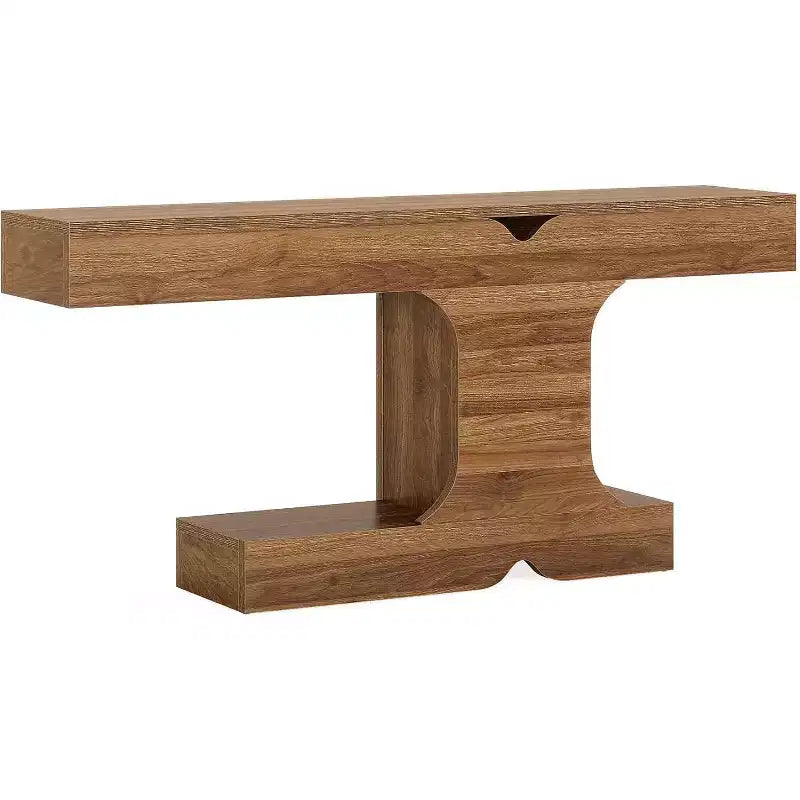 Console moderne de 63 po, table de canapé en bois de noyer pour entrée, couloir et salon