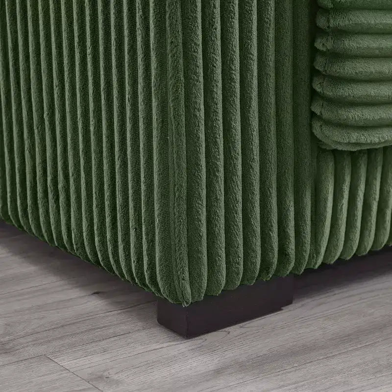 Canapé d'angle en forme de L de 236 cm avec méridienne réversible, en velours côtelé doux, vert