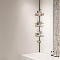 Étagère d'angle de douche à 3 niveaux avec poteau télescopique, réglable de 99 à 317 cm, résistant à la rouille, sans perçage