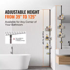 Étagère d'angle de douche à 3 niveaux avec poteau télescopique, réglable de 99 à 317 cm, résistant à la rouille, sans perçage