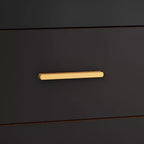 Table de chevet moderne à 3 tiroirs avec cadre métallique ouvert, finition noire et dorée, hauteur 72,9 cm