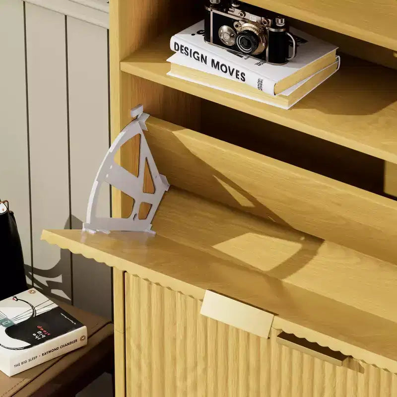 Meuble à chaussures autoportant de 137 cm de haut avec 3 tiroirs basculants et étagères réglables, Naturel, Contenance 30 paires
