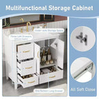 Meuble-lavabo de salle de bain 36" avec lavabo en résine, portes à fermeture amortie, 4 tiroirs et poignées métalliques