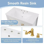 Meuble-lavabo de salle de bain 36" avec lavabo en résine, portes à fermeture amortie, 4 tiroirs et poignées métalliques