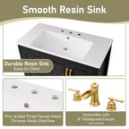 Meuble-lavabo de salle de bain 36" avec lavabo en résine, portes à fermeture amortie, 4 tiroirs et poignées métalliques
