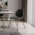 Lot de 2 chaises de salle à manger noires en tissu rembourré, structure en acier, sans accoudoirs