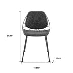 Lot de 2 chaises de salle à manger noires en tissu rembourré, structure en acier, sans accoudoirs