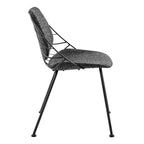 Lot de 2 chaises de salle à manger noires en tissu rembourré, structure en acier, sans accoudoirs