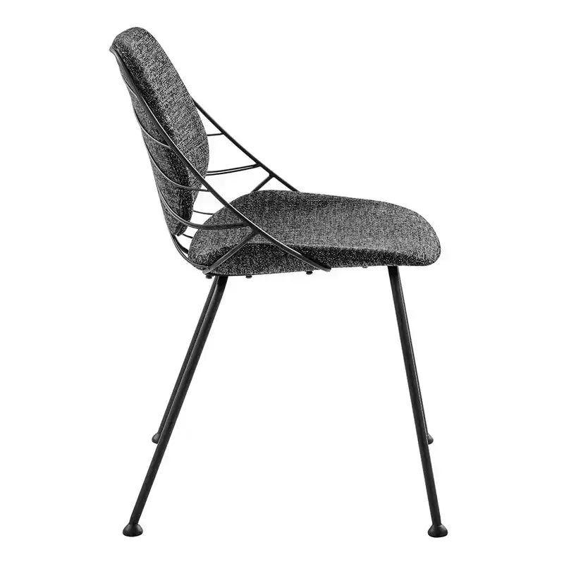 Lot de 2 chaises de salle à manger noires en tissu rembourré, structure en acier, sans accoudoirs