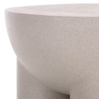 Table d'appoint ronde sculpturale en forme de tambour, finition aspect plâtre gris, 49,5 cm de hauteur