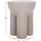 Table d'appoint ronde sculpturale en forme de tambour, finition aspect plâtre gris, 49,5 cm de hauteur