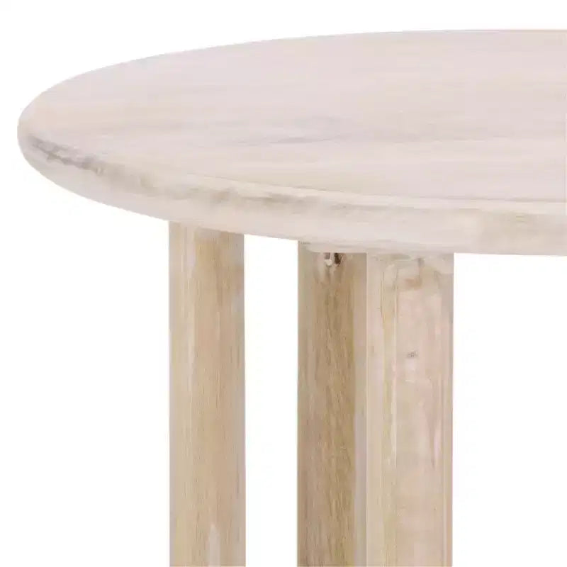 Guéridon Rond en Bois de Mangue, Fini Lavé Naturel, 56 cm H, Capacité de 6,8 kg