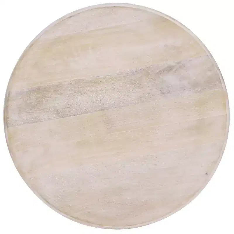 Guéridon Rond en Bois de Mangue, Fini Lavé Naturel, 56 cm H, Capacité de 6,8 kg