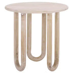 Guéridon Rond en Bois de Mangue, Fini Lavé Naturel, 56 cm H, Capacité de 6,8 kg