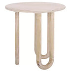 Guéridon Rond en Bois de Mangue, Fini Lavé Naturel, 56 cm H, Capacité de 6,8 kg
