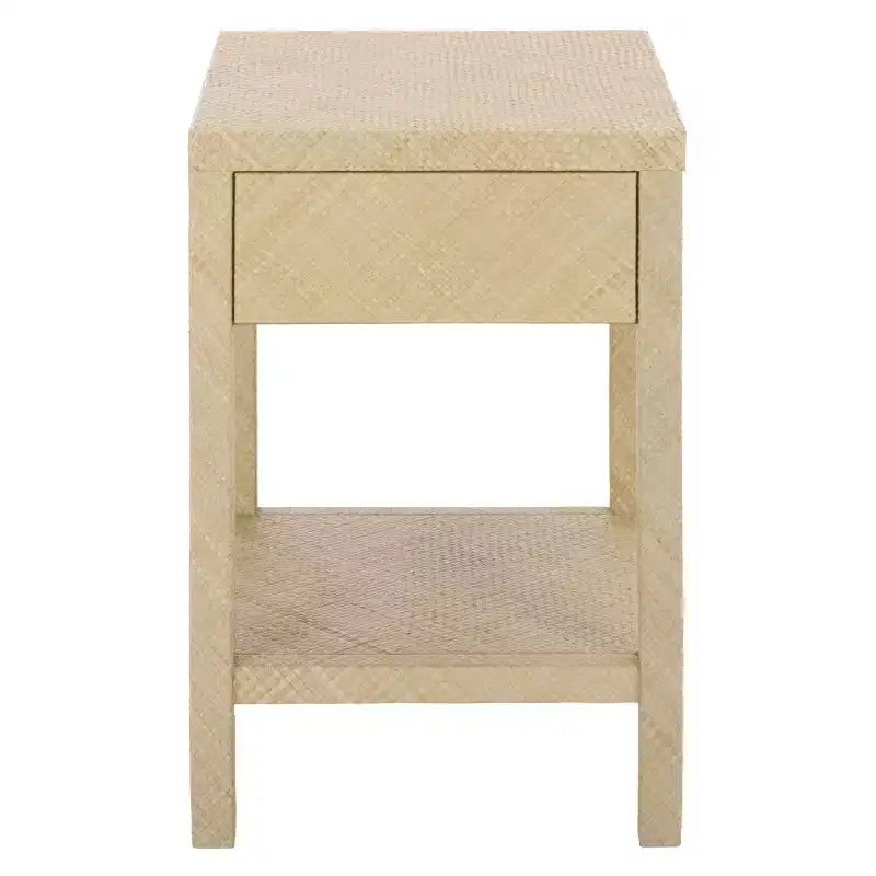 Table d'appoint en jacinthe d'eau à 1 tiroir et 1 étagère, finition naturelle, capacité de 7,68 kg