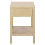 Table d'appoint en jacinthe d'eau à 1 tiroir et 1 étagère, finition naturelle, capacité de 7,68 kg