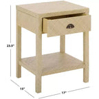Table d'appoint en jacinthe d'eau à 1 tiroir et 1 étagère, finition naturelle, capacité de 7,68 kg